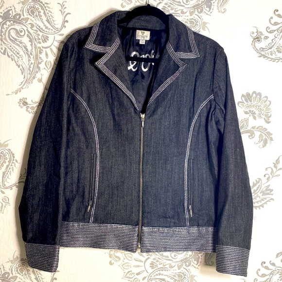 Chico's love heart black denim jacket‎ size 2 - Picture 1 of 12